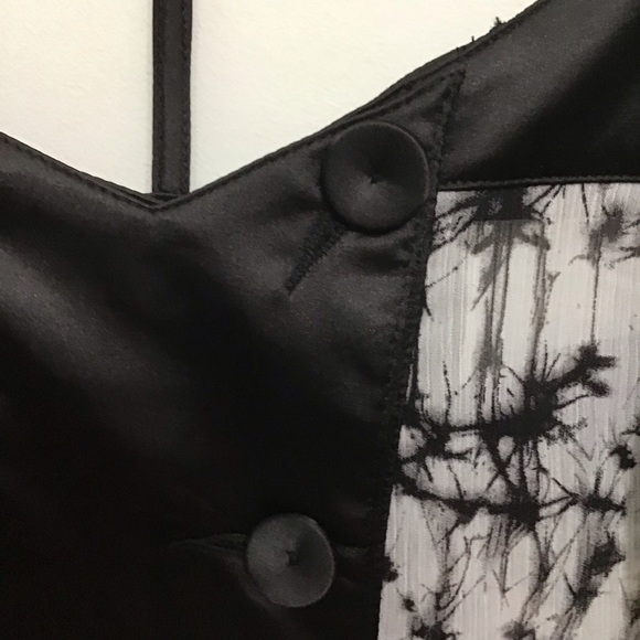 Stacey Zhang top blouse black silky sheer black ecru sleeveless racer back small - Picture 7 of 13